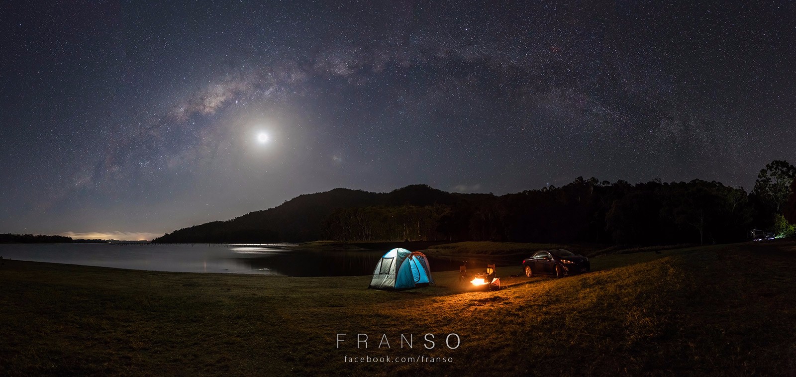 Starscape and Milkyway | Australia | Camp fire  | Moon, Camp Fire, Tent